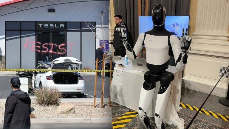 Tesla robots visit Capitol Hill amid anti-DOGE protests, attacks on Elon Musk’s dealerships