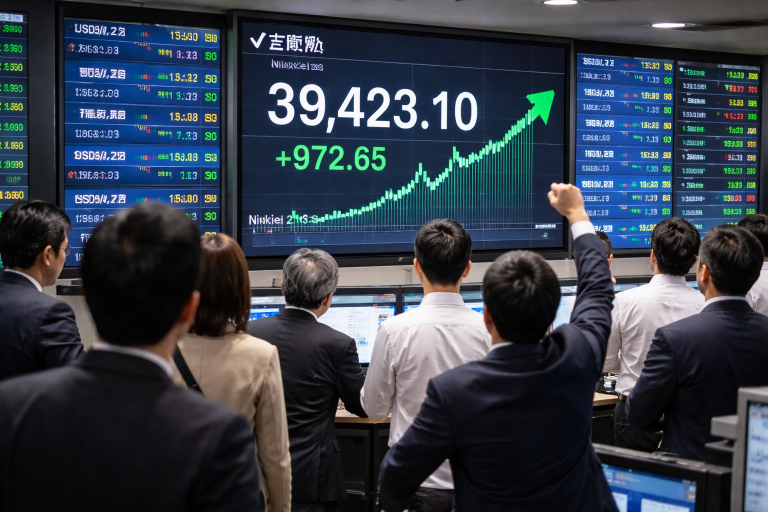 Nikkei 225 soars as Softbank stock surges, foreigners scoop Japan shares
